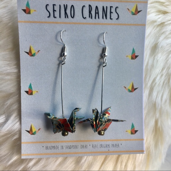 Origami Crane Earrings - Picture 4 of 5